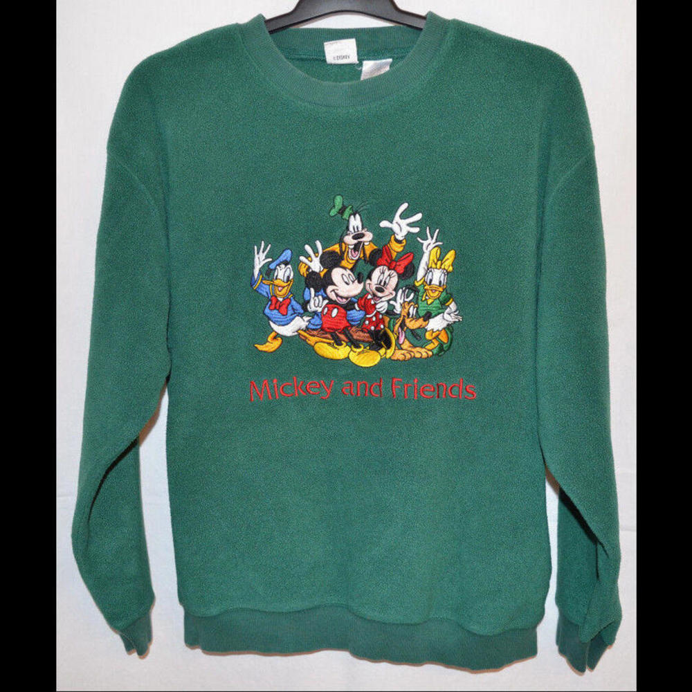 Disney Mickey & Friends Sweatshirt Fleece Green Men's Medium